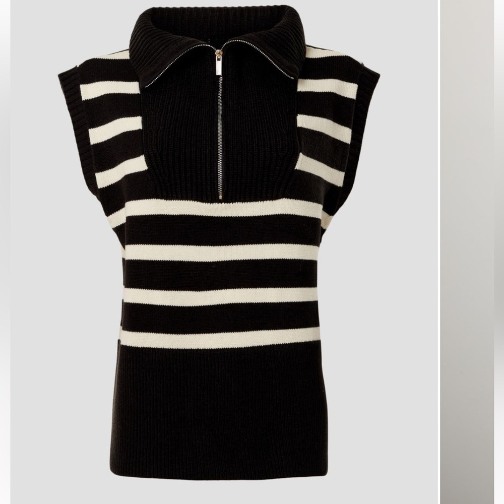 We Wore What Black and White Striped Women's Sweater Vest